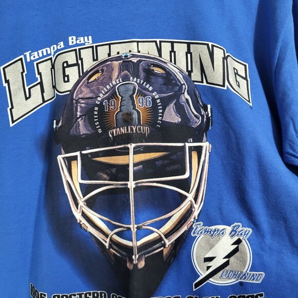 VTG Tampa Bay Lightning NHL Hockey 1996 Playoff Shirt Lee Sport Nutmeg  Mills ME - Picture 4 of 14